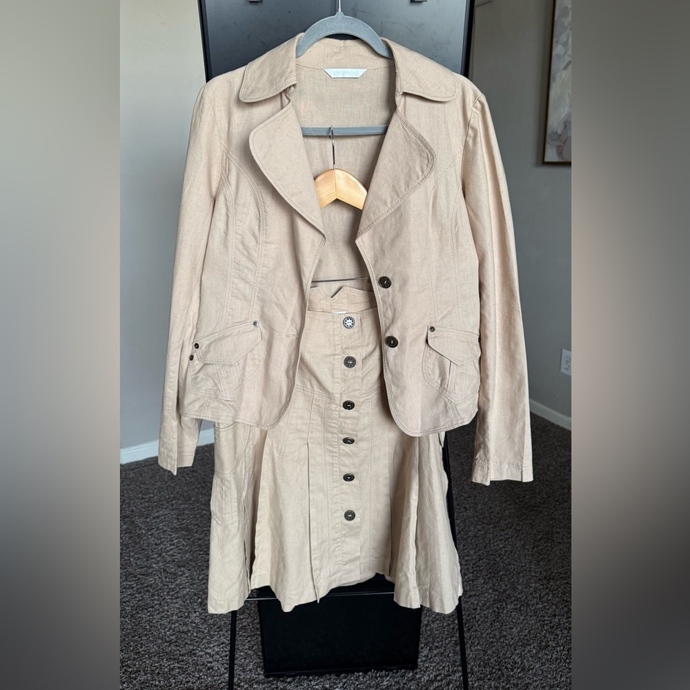 Promod Beige Blazer and Skirt Set